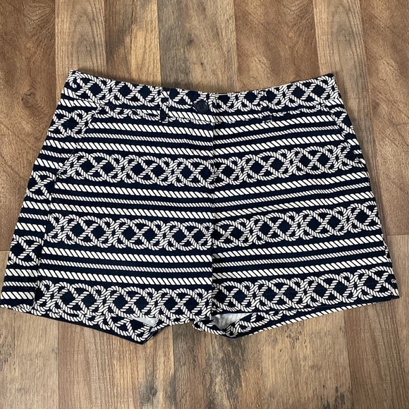 crown & ivy Pants - Crown & Ivy Nautical Rope Cotton Spandex Blend Navy and White 5” Shorts